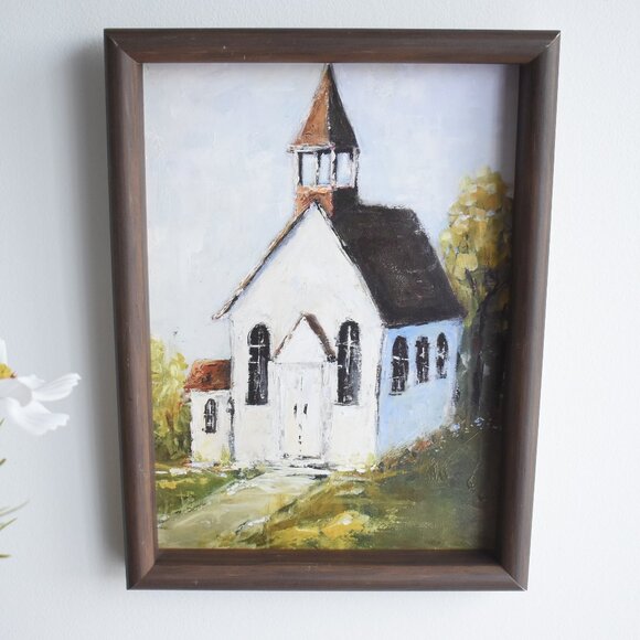 Hobby Lobby Rustic Farmhouse White Chapel Church Wood Frame Wall Art Decor - Picture 7 of 8